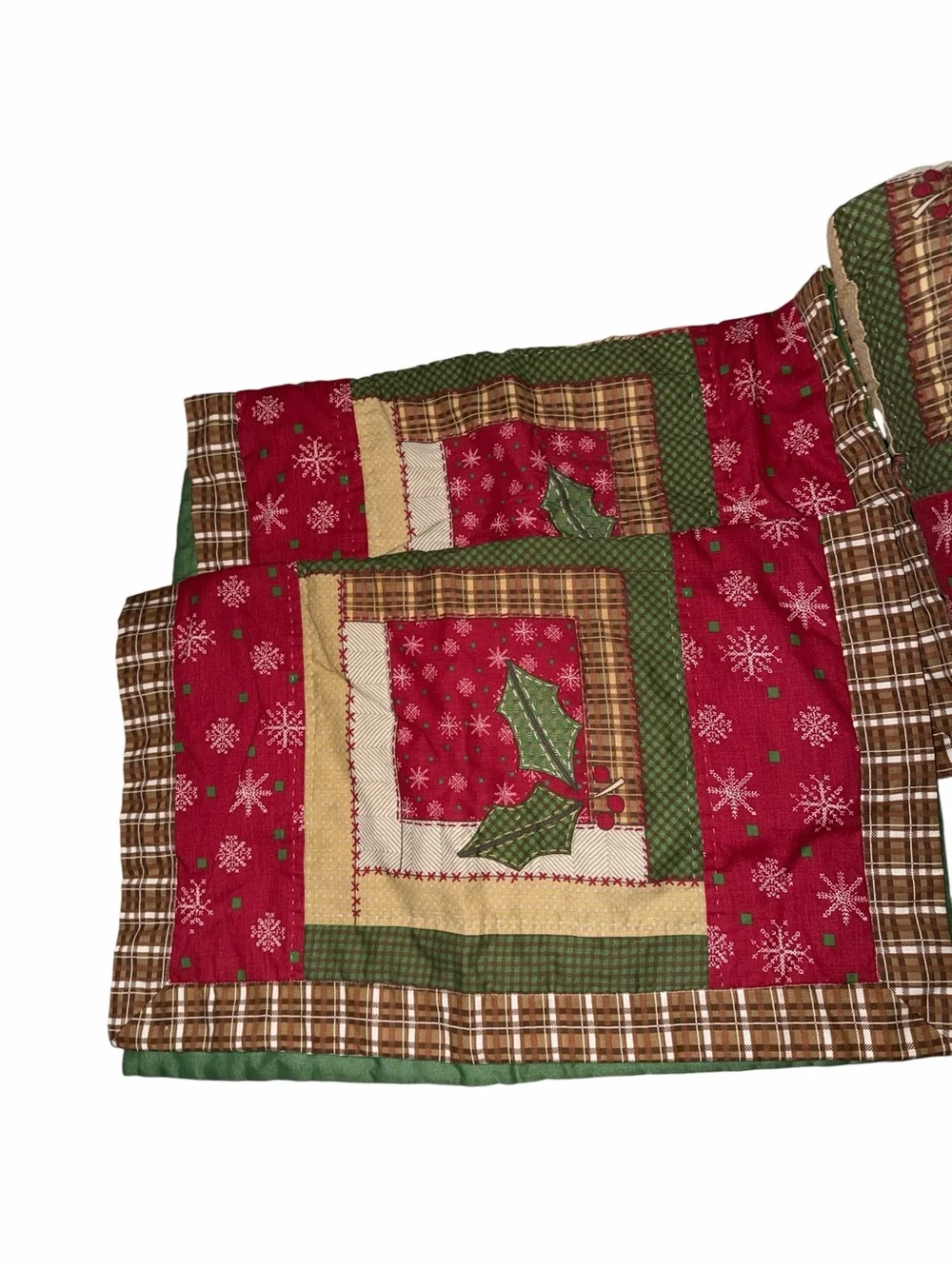 Holiday Patchwork queen quilt and pillow shames- Red & Green